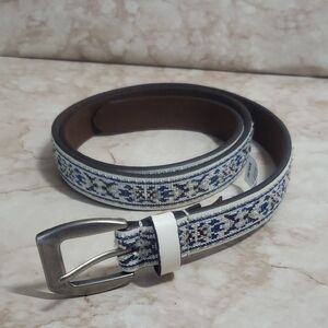 Lucky Brand Blue and Brown Belt with Silver Buckle New Size M